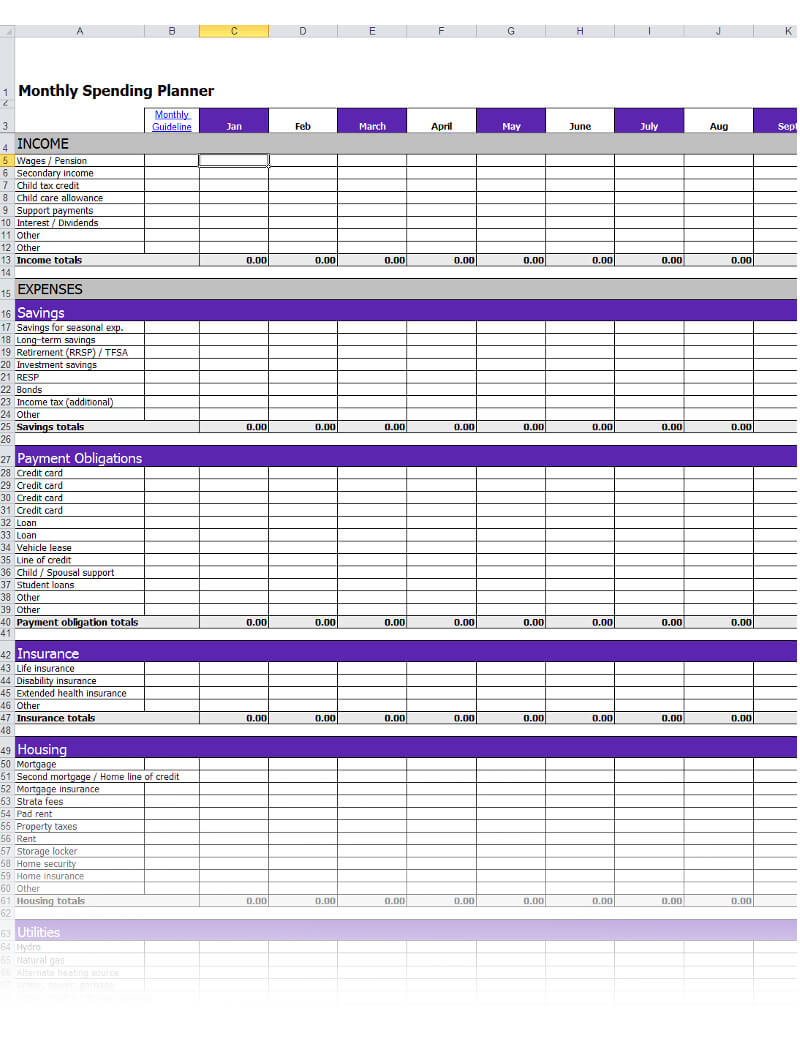 monthly expense tracker excel template