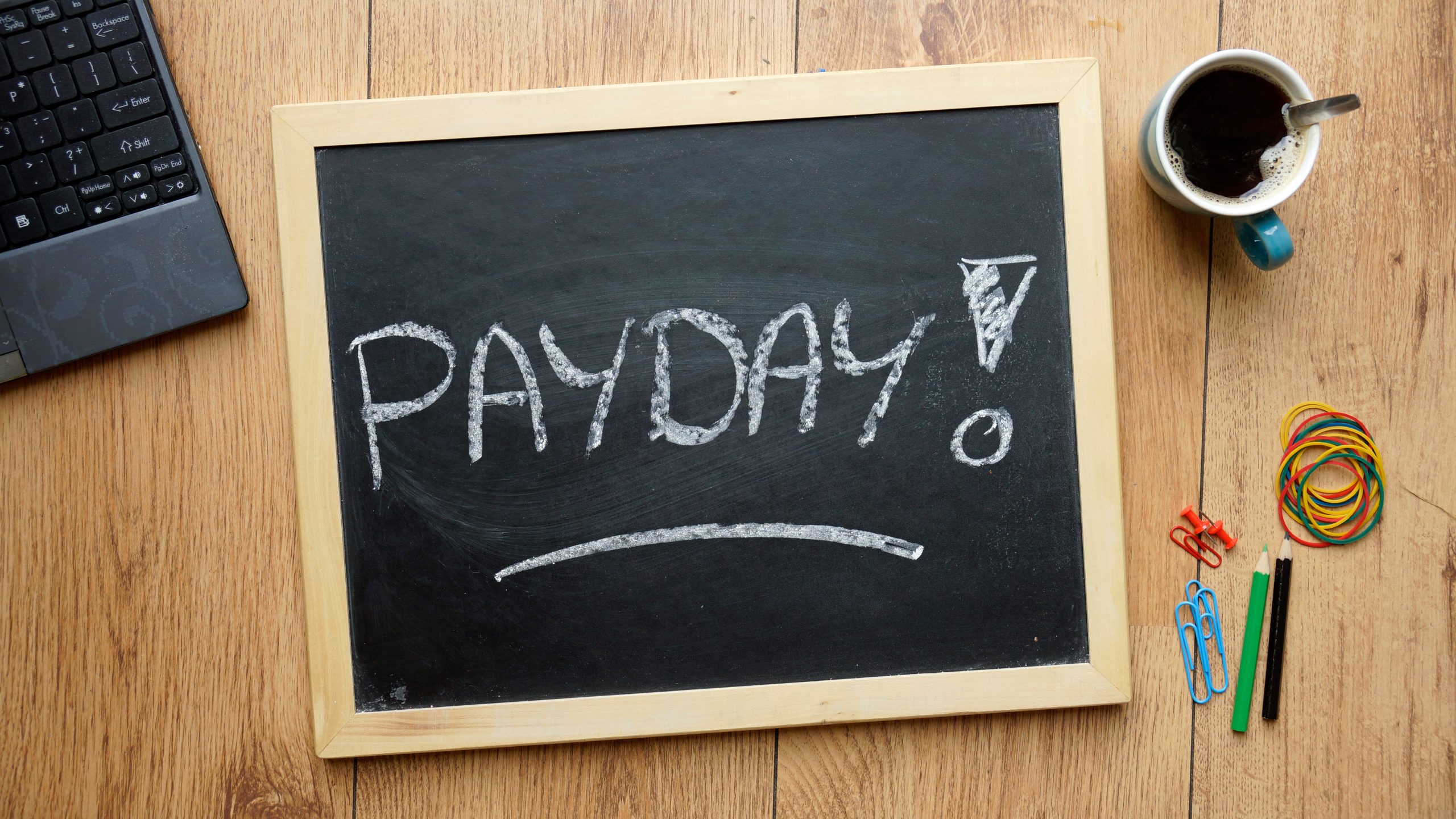 Payday image, chalkboard, reminder