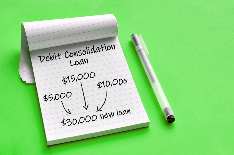 A notebook showing how a traditional debt consolidation loan works.