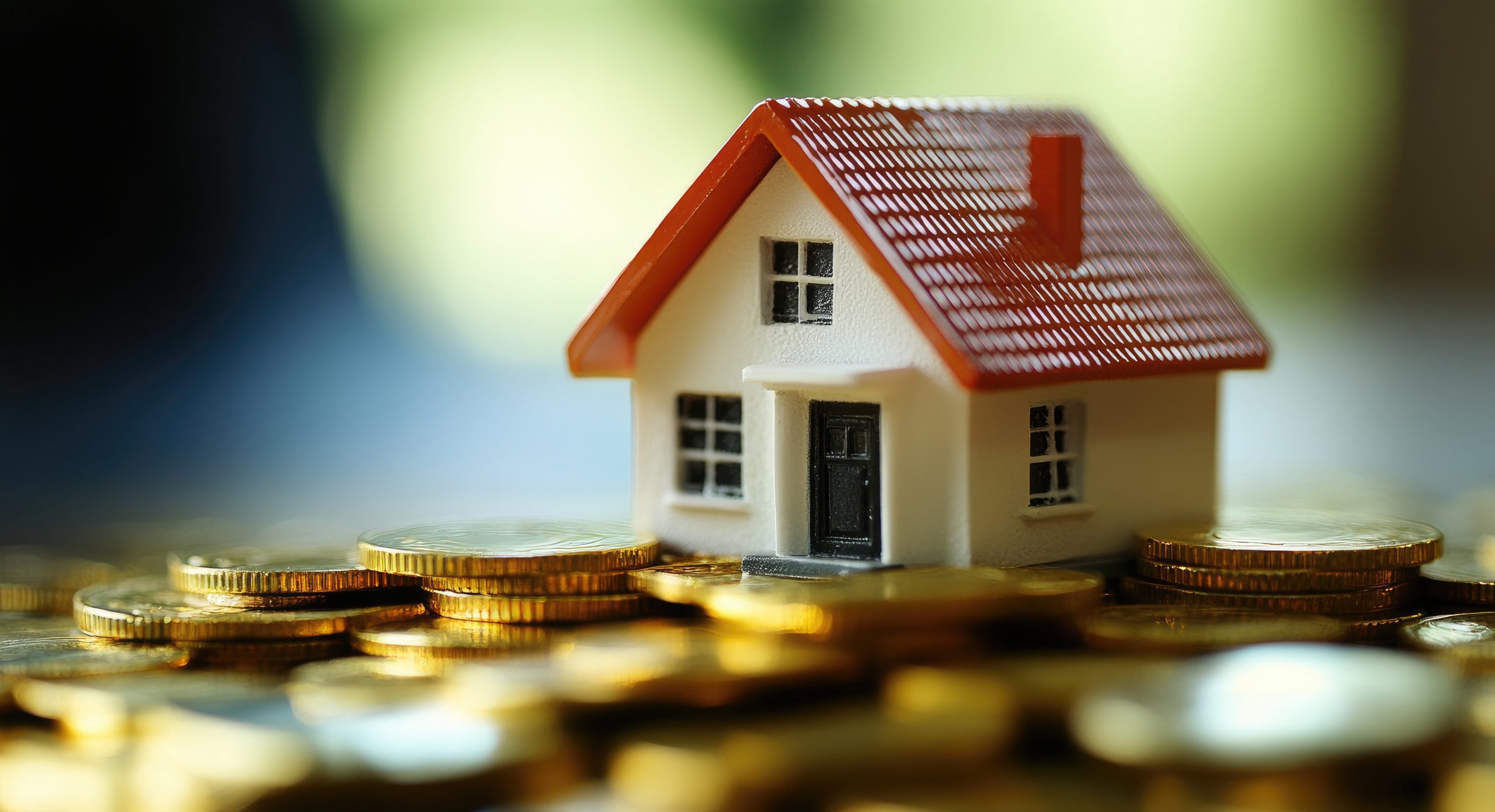 A Small Model House Sits On A Pile Of Gold Coins, Representing The Cost Of Homeownership.