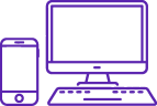 A purple icon of a mobile phone and a desktop computer.